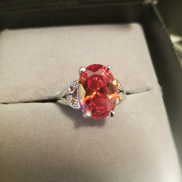 Jewelry - 🔥🔥🔥Orange Sapphire Sterling Silver Ring🔥🔥🔥